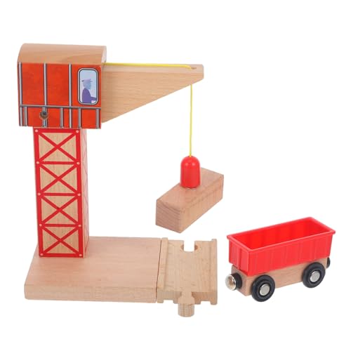 Toyvian Schiene Anhänger Eisenbahn Kran Modell Schiene Kran Für DIY Zug DIY Zug Prop Simulation Kran Spielzeug Holz Kran Modell Spielzeug Zug Eisenbahn Teile DIY Kran Modell Kinder von Toyvian