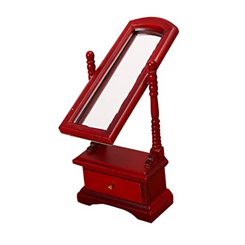 Toyvian Schminkspiegel-Modell Schreibtischlampe Dekoration Led-Dekoration Spiegelmodell Wiederaufladbare Dekoration Klein Wiederaufladbares Nachtlicht Mini-Modell Ob11 Möbel Rot Hölzern von Toyvian