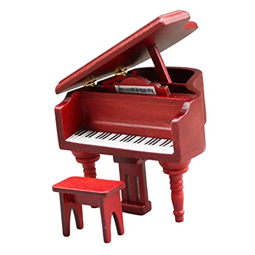 Toyvian Simuliertes Klavier Simulation Mini-Klavier Mini-hausklavier-Ornament Mini-klavierornament Aus Holz Kleiner Klavierschmuck Klavier Für Minihaus Hölzern Rot von Toyvian