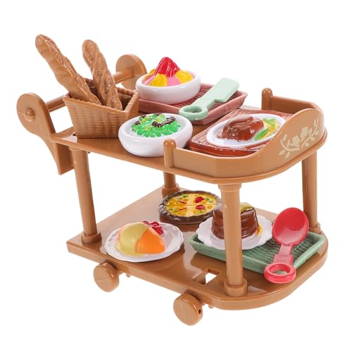 Toyvian Simuliertes Speisewagenspielzeug Puppenhaus-Pizza Puppenkuchen Puppenhaus Küchenwagen Geburtstagsspielzeug Mini-Esswagen Spielzeugnahrungsmittel für die Kinderküche Plastik von Toyvian