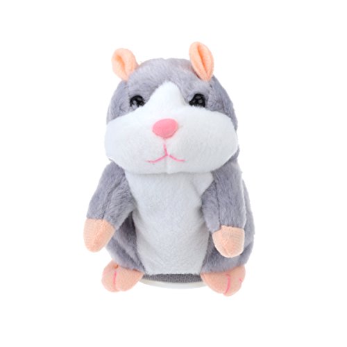 Toyvian Sprechender Hamster, lustiges Plüsch-Spielzeug, wiederholt Mimikry Haustier-Spielzeug, elektronische Schallplatte, Plüschtier, interaktives Spielzeug für Kinder, frühes Lern-Geschenk (grau) von Toyvian