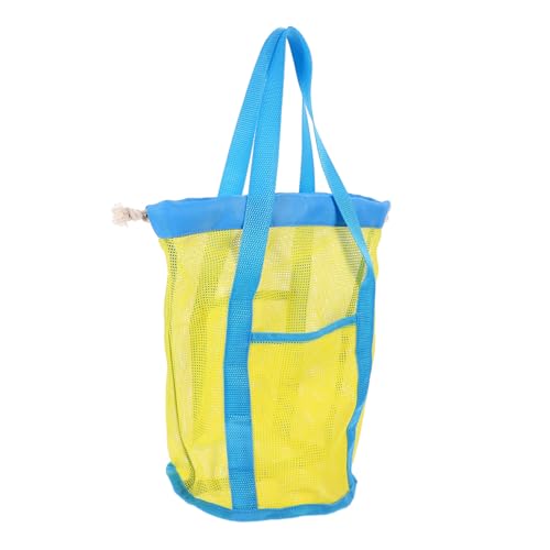 Toyvian Strandtasche für Kinder Pooltasche Sand Mesh-Tasche sandspielzeugtasche Spielzeug Aufbewahrungstasche Strandtasche im Mesh-Design Spielzeugtasche für den Strand Nylon Yellow von Toyvian