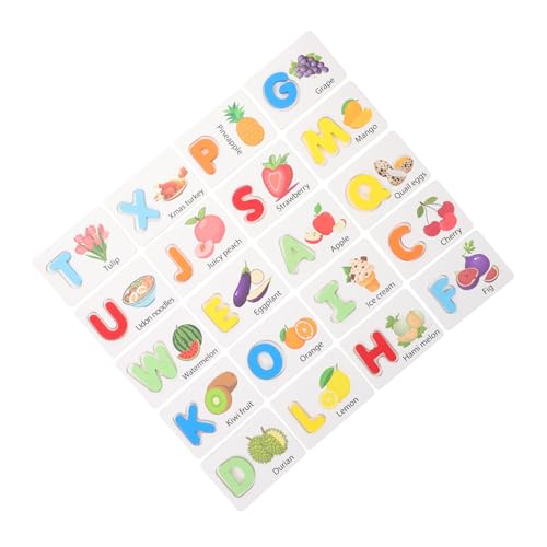 Toyvian Teiliges Holz Alphabet Puzzle Für Kleinkinder Montessori Lernspielzeug Mit Karten Zu Obst Und Gemüse Pädagogische Spielkarten Für Vorschulkinder Zur Frühen Entwicklung von Toyvian