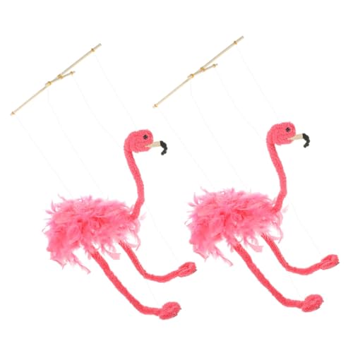 Toyvian Vogelpuppe 2 Stück Schnur Marionette Flamingo- Fadenpuppen Strauß Rosa Plüschmaschine Story-time-Puppe Flamingo-Puppen Rollenspiel-handpuppen Tierpuppen Plüschtier Den von Toyvian