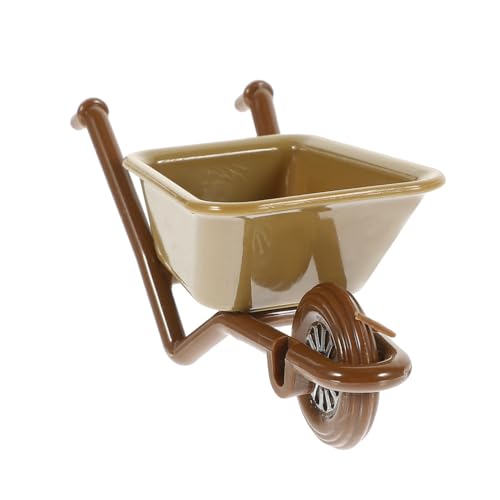 Toyvian Warenkorb-Modell Mini-einkaufswagen Miniatur Mini-Push Figuren Kinderwagen Mini-schubkarre Feengarten Zubehör Winzig Mini-Wagen-dekore Mini-gartenwagen-Modelle Brown Abs von Toyvian