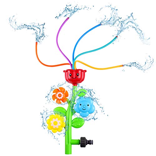 Toyvian Wassersprinkler für Kinder, Sich drehendes Blumensprinkler-Spritzspielzeug mit rotierenden Düsen, Wasser wackelt Spielzeug, Schwimmbad, Garten, Rasen, Spielen im Freien von Toyvian