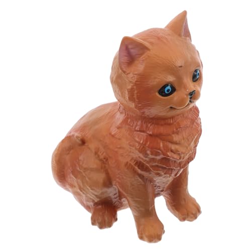 Toyvian Weichplastik Katzenmodell Teppiche Kattunkatze Getigerte Katze Stofftier Kätzchen Gartenkaninchen Statuen Rosafarbene Katze Stofftier Ölfarbe Katzenskulptur von Toyvian