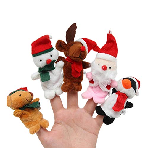 Toyvian Weihnachten Fingerpuppen Santa Deer Schneemann pädagogische Fingerpuppen Puppen Handspielzeug Puppen Spielzeug für Kinder Xmas Party Supplies 5St von Toyvian