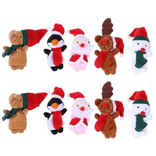 Toyvian Weihnachten Fingerpuppen Weihnachtsmann Schneemann pädagogische Fingerpuppen Puppen Handspielzeug Puppen Spielzeug für Kinder Xmas Party Supplies 10St von Toyvian