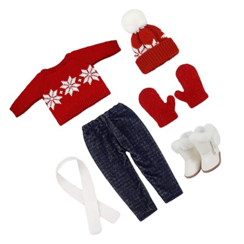 Toyvian Weihnachtskleidung Und Zubehör 18-Zoll-Puppen Puppenpullover Schuhe-Outfit Winter-Puppenoutfits-Set Pullover Hosen Hüte Schuhe Puppenoutfit Weihnachtliches Zubehör von Toyvian