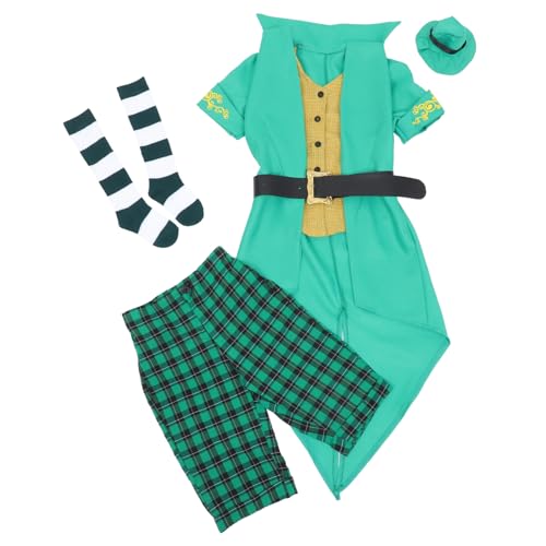 Toyvian ausgefallene Klamotten ausstatten St. Patrick's Day-Outfit Verkleidung für St Patrick's Day st. Patricks Kostüm Kobold Hut Hosenanzug Kobold Kostüm Green von Toyvian