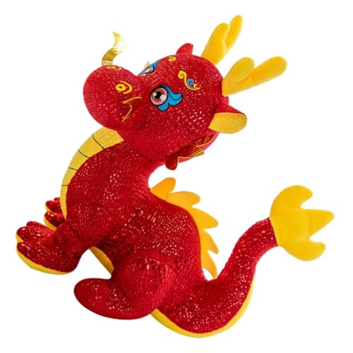 Toyvian ausgestopfte Drachenpuppe Chinese New Year chinesisch neujahr neujahr spielzeuge puppenaugen Drachenspielzeug im chinesischen Stil Drachenpuppenspielzeug Plüsch rot von Toyvian