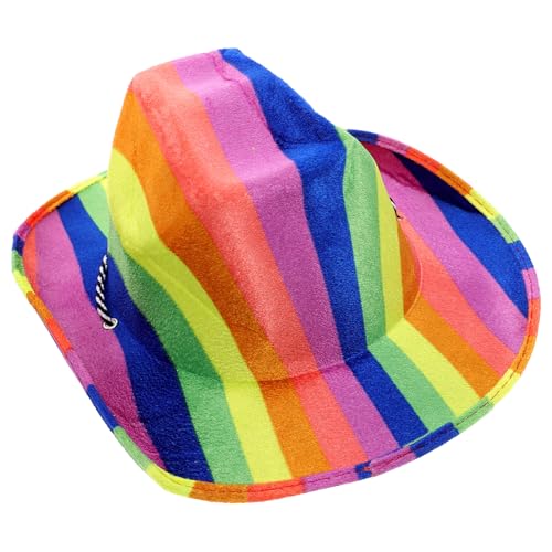 Toyvian bunter Cowboyhut bunter hut western cowboyhut Party-Cowboyhut Cowboyhut mit Pailletten Stylischer Cowboyhut sommerliche Fedora-Hüte für Damen Kostüm Partyhut aus Filz gefühlt von Toyvian