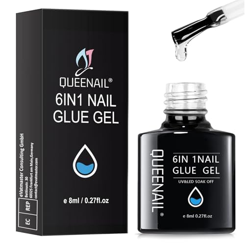 6 in 1 Nagelkleber Extra Stark Nagelkleber für Tips,Nail Bond Kleber mit Pinsel für Nägel künstliche Acrylnägel, Nagelkleber für Kunstnägel Strasssteine für UV-Licht erforderlich, Tipkleber 8ml von Tpubmity