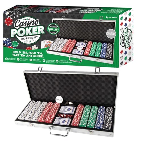 Tradeopia Casino Style Premium Pokerset mit silbernem Aluminiumkoffer, 500 Stück nummeriertes Pokerset, 14gm Pokerchips Set, Premium Pokerset für Pokerliebhaber von Tradeopia