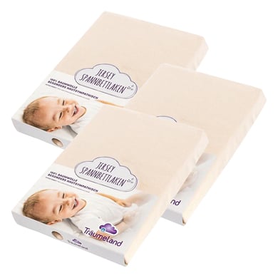 Träumeland Spannbetttuch Jersey beige 40 x 90 cm 3er Pack von Träumeland