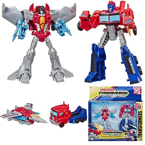 Hasbro Transformers Spielzeuge Cyberverse Warrior Action Attackers Optimus Prime und Starscream Action-Figur 2er-Pack – Für Kinder ab 6 Jahren, 13,5 cm von Transformers