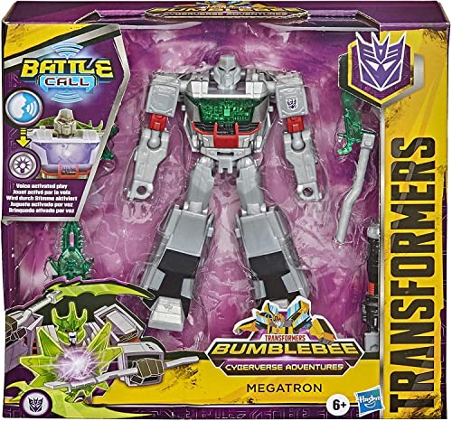 Transformers Bumblebee Cyberverse Adventures Battle Call Trooper-Klasse Megatron Figur, Energon Power Lichter, E8378, Multicolour von Transformers