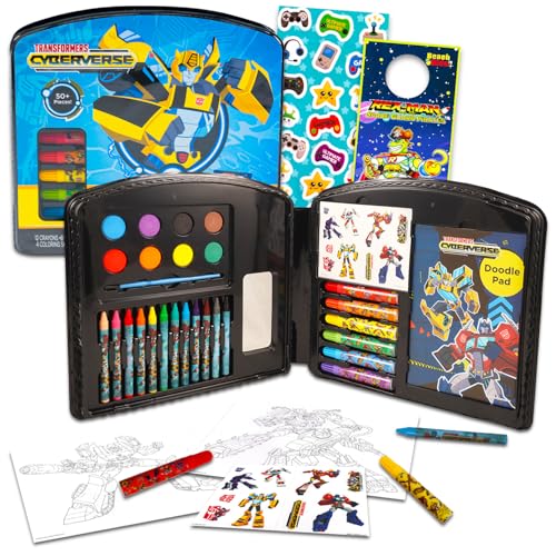 Transformers Kunst-Set für Kinder – 50-teiliges Transformers Kunst-Set mit Transformers Malutensilien, Farbe, Kunstblock, Aufklebern und mehr | Transformers Malset für Jungen von Transformers