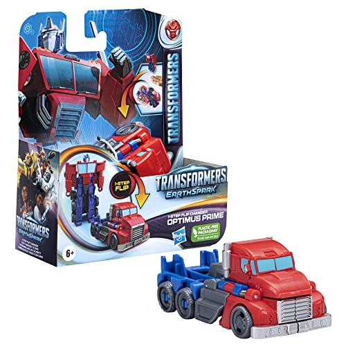 Transformers Spielzeug EarthSpark 1-Step Flip Changer Optimus Prime, Action-Figur (10 cm), Roboterspielzeug, ab 6 Jahren von Transformers