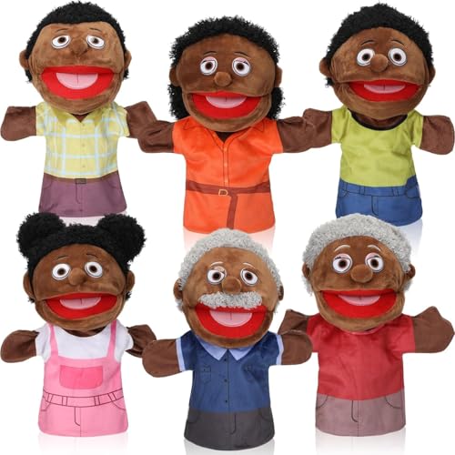 Handpuppen-Set mit beweglichem Mund, Afrika, Familienhandpuppe, Plüschpuppe, Handpuppe, schwarze afrikanische Familienmitglieder, Spielzeug für Kinder, Geschichtenerzählen, Rollenspiel, Lehren, von Transplant