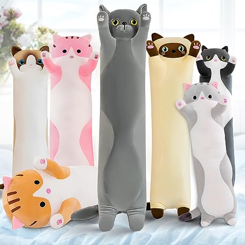 Transplant Lange Katze Stofftiere Lange Katzen Kissen Kawaii Cat Pillow Plüschtier Katze Kuscheltier Katze Kissen Süße Katzen Plüschtier Geschenke für Kinder Freunde (50cm, Britisches Blau) von Transplant