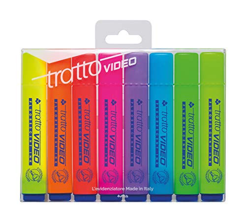 Tratto Video Textmarker, mehrfarbig, 8 Stück, 832100, klassische Farben von Tratto
