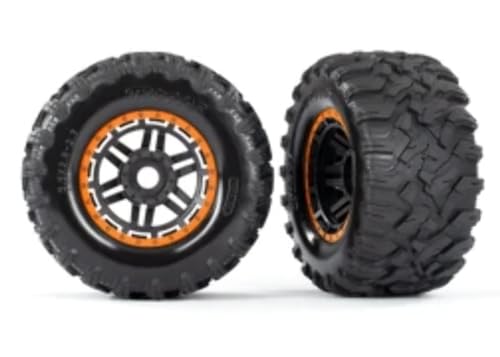 Traxxas 8972T Reifen und Felgen Orange Maxx 5,5 x 2,8 – 2,7 von TRAXXAS