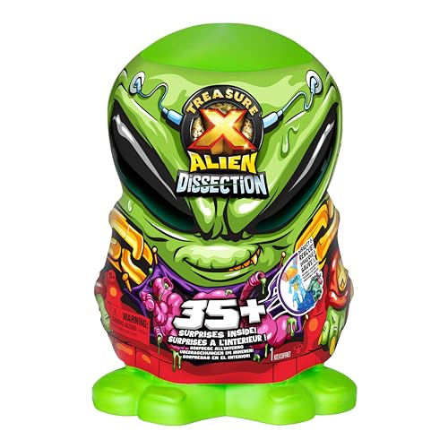 TREASURE X Mega-Alien-Sezierung mit über 35 Überraschungen im Inneren, Seziere das 30 cm große Alien, Rette die 4 Alien Treasure Hunter, Entdecke Alien-Waffen, Sticker, inklusive 4 Alien-Schätze von TREASURE X