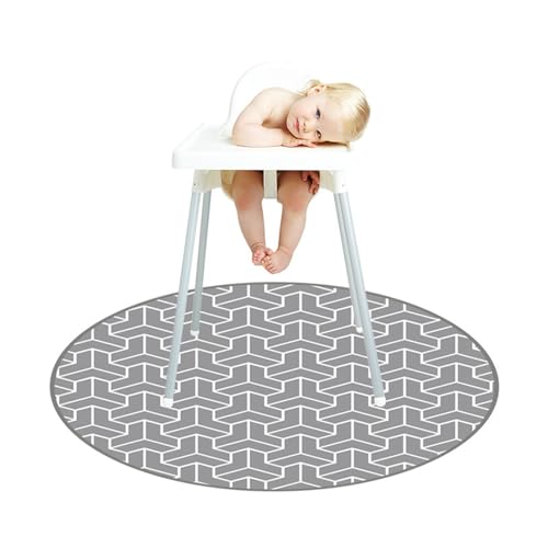 Treer Unterlage für Hochstuhl Baby,Runde Hochstuhl Bodenmatte Durchmesser 130cm Wasserdicht Spritzmatte für Hochstuhl, rutschfest Krabbelmatte Bodenschutzmatte Baby Spielmatte (Einfach Stil) von Treer