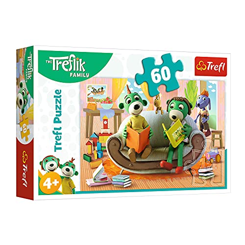 Trefl 17345 Zusammen lesen, Familie Treflik 60 Teile, für Kinder ab 4 Jahren Puzzle von Trefl