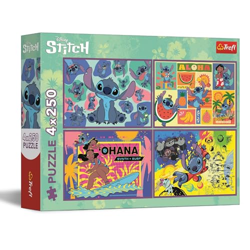 Trefl 13311 4in1: Lilo, außergewöhnliche Stitch-4 x 250 Teile-Set mit Vier Puzzles für Teenager, Mehrfarbig von Trefl