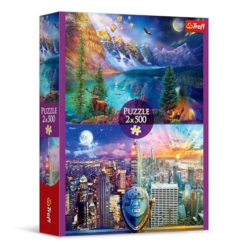 Trefl 37500 2in1: Amerikareise-2 x 500 Teile-Set aus Zwei Puzzles, DIY, kreative Unterhaltung, für Erwachsene und Kinder ab 10 Jahren, Mehrfarbig von Trefl