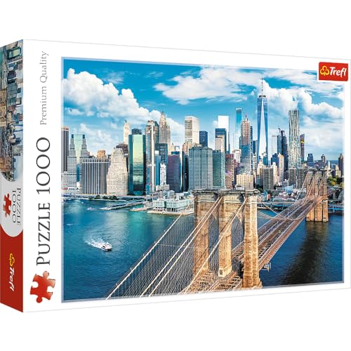 Trefl 10725 Bridge, 1000 Elemente-Stadtbild, Wolkenkratzer, DIY, kreative Unterhaltung, Spaß, Klassische Puzzles für Erwachsene und Kinder ab 12 Jahren, Brooklyn Brücke, New York, USA von Trefl