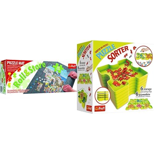 Bundle Trefl - Puzzlematte, 500-1500 Teile Puzzle Trefl + Sortierhilfe, 6 Behälter von Trefl