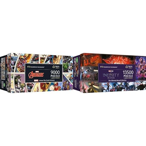 Bundle Trefl UFT Prime: Marvel Collection 9000 Teile + 13500 Teile, Collage mit Märchenfiguren, Unterhaltung für Erwachsene und Kinder ab 12 Jahren, Mehrfarben, Extra Large von Trefl