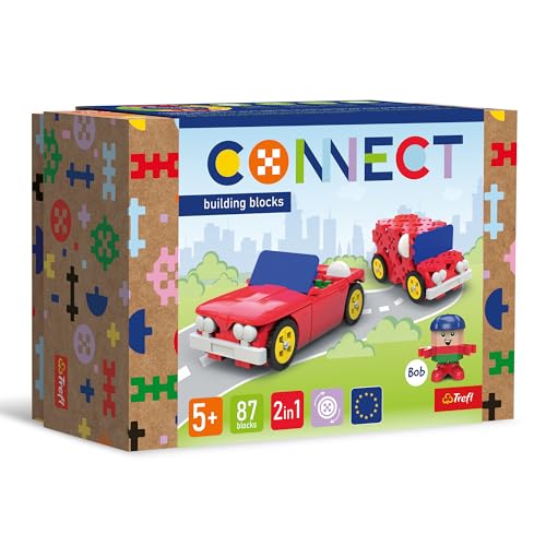 Connect 61970 Set 2in1, Cabrio/Lieferauto-87 Elemente: 82 Figur 5 Bausteine, Kreatives Spielzeug für Erwachsene und Kinder ab 5 Jahren, Mehrfabrig von Connect