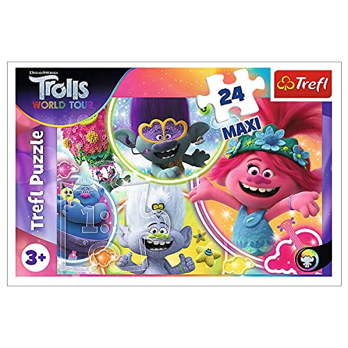 DreamWorks Trolls 14318 Die Musikwelt 3 24 Maxiteile, für Kinder ab 3 Jahren Puzzle Maxi, Farbig von Trefl