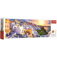 Puzzle 1000 Panorama Sonnenuntergang in Santorini, Griechenland von Trefl