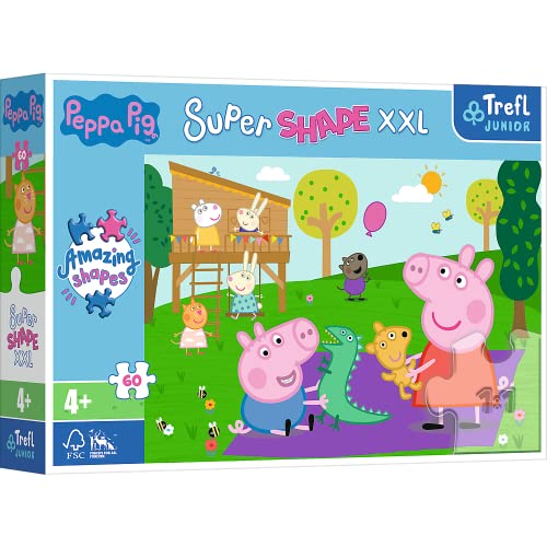 Trefl 50011 Plays with Brother XXL Crazy 60 Super Shape Verrückte Formenpuzzles, große Teile, Bunte Puzzles Märchenfiguren, Kinder ab 4, Peppa Pig, Spaß mit Bruder von Trefl