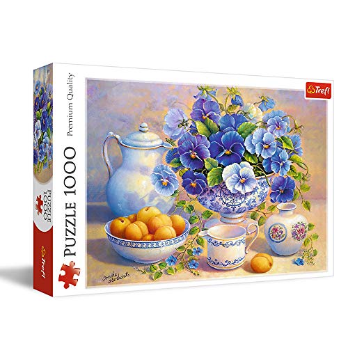 Trefl 10466 Blauer Blumenstrauß 1000 Teile, Premium Quality, für Erwachsene und Kinder ab 12 Jahren Puzzle, Farbig, Blau von Trefl