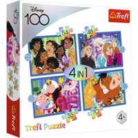 TREFL 34618 4 in 1 Puzzle 100 Jahre Disney - Disneys lustige Welt von Trefl