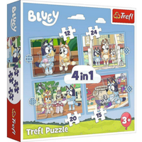 TREFL 34637 4 in 1 Puzzle 12,15, 20, 24 Teile Bluey von Trefl