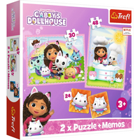 TREFL 93382 2-in-1 Puzzle 30 und 48 Teile + Memo - Gabby's Dollhouse von Trefl