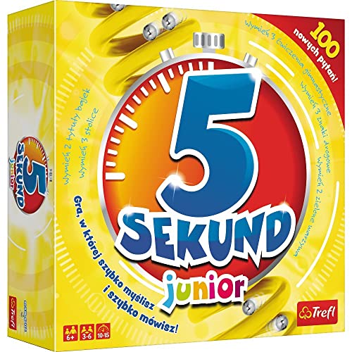 Trefl, 5 Sekund Junior, Vereinsspiel, Familienbuch, Dynamisches Spiel, Überraschende Anfragenkarten, Zeitmesser, Verkleidungsspiel, Familien und Gäste, Für Kinder ab 6 J von Trefl