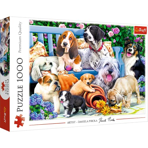 Trefl, Puzzle, Hunde im Garten, 1000 Teile, Premium Quality, für Erwachsene und Kinder ab 12 Jahren, Farbig von Trefl