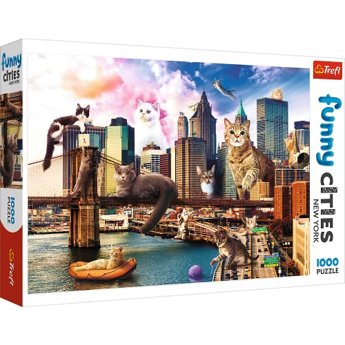 Trefl, Puzzle, Katzen in New York, 1000 Teile, Funny Cities, Premium Quality, für Erwachsene und Kinder ab 12 Jahren, Farbig von Trefl