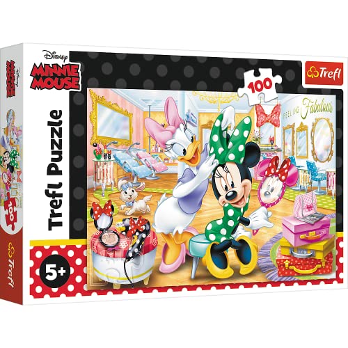 Trefl, Puzzle, Minnie im Kosmetikstudio, Disney Minnie, 100 Teile, für Kinder ab 5 Jahren von Trefl