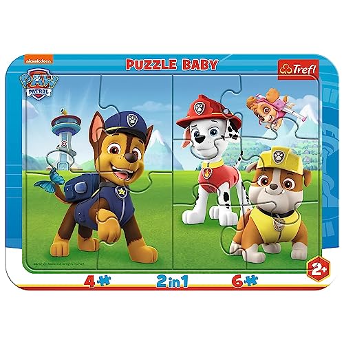 Trefl, Puzzle, Rahmenpuzzle mit Unterlage, 10 Teile, Das Paw Patrol-Team, für Kinder ab 2 Jahren von Trefl