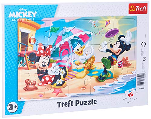 Trefl, Puzzle, Rahmenpuzzle mit Unterlage, 15 Teile, Strandspiele, für Kinder ab 3 Jahren, Farbig von Trefl